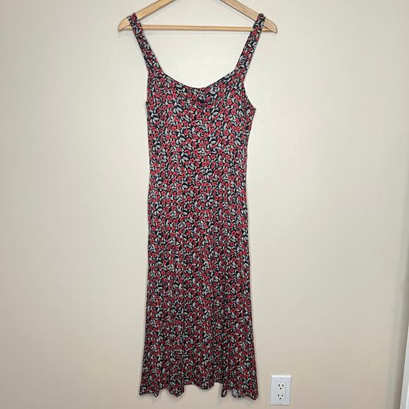 Zara Midi Floral Printed Dress Side Slit - Picture 3 of 8